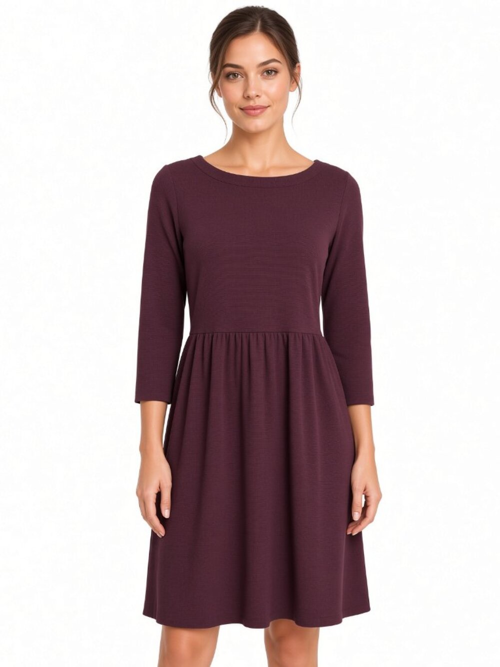 LOFT Petite SP Maroon 3/4 Sleeve Dress